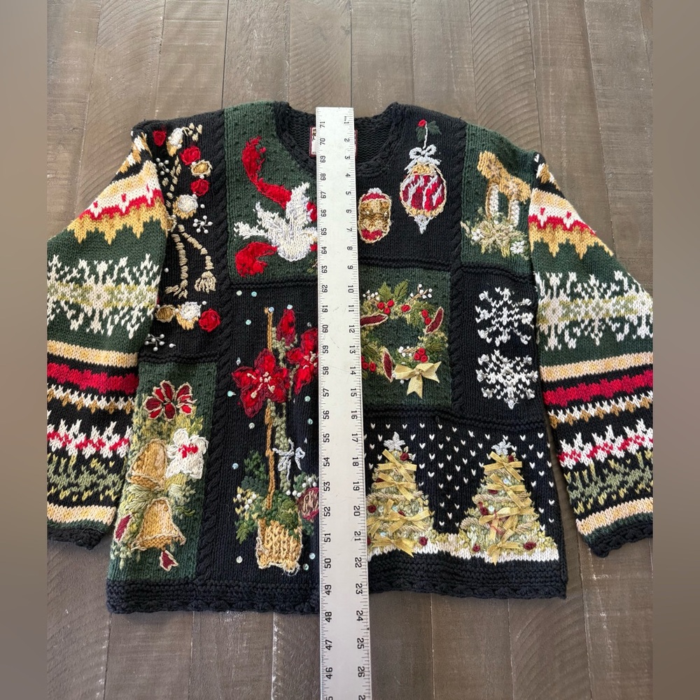 Tiara International Patchwork Festive Sweater Wit… - image 8